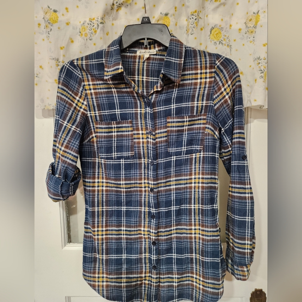 Blue Plaid Button-Up Shirt
